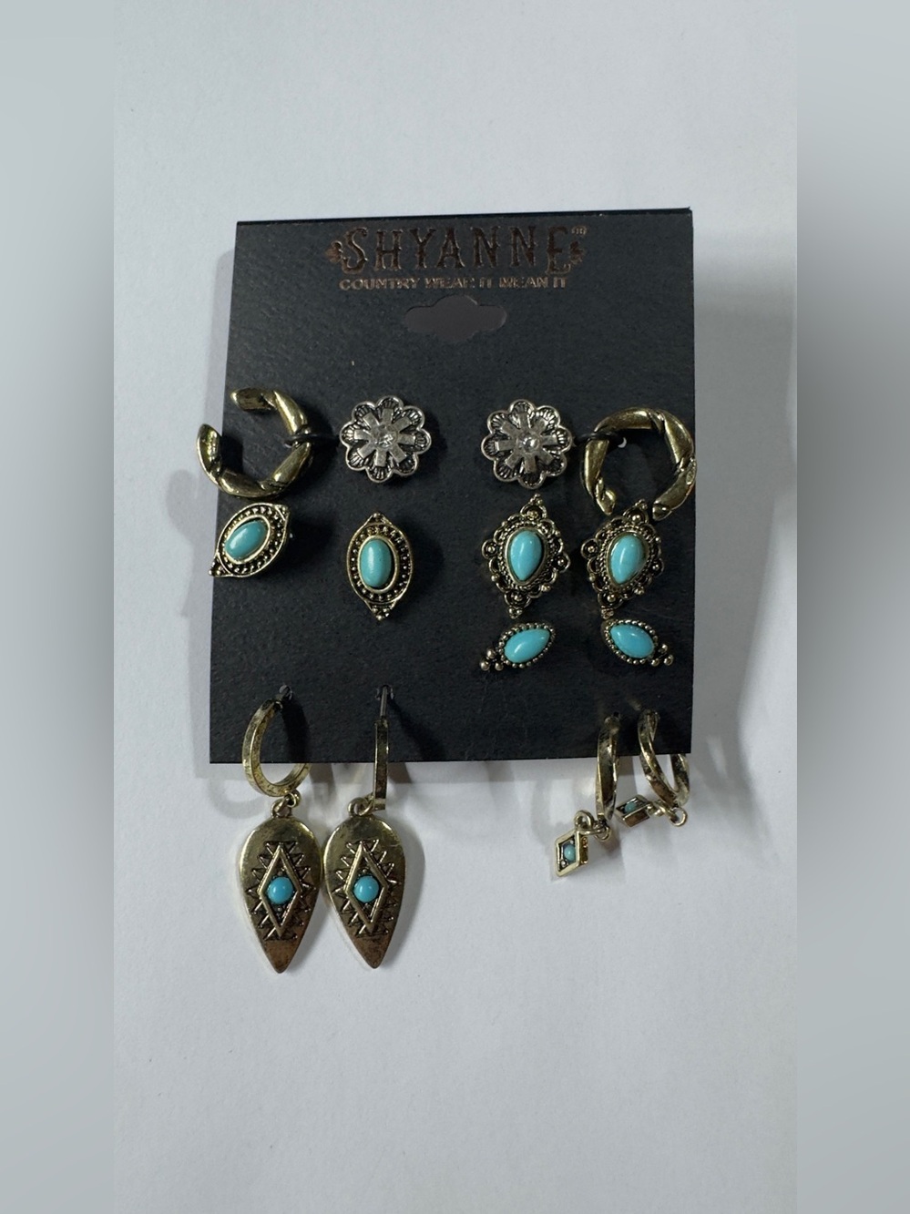 Shyanne Turquoise and Gold-Tone Earring Set - Multiple Styles
